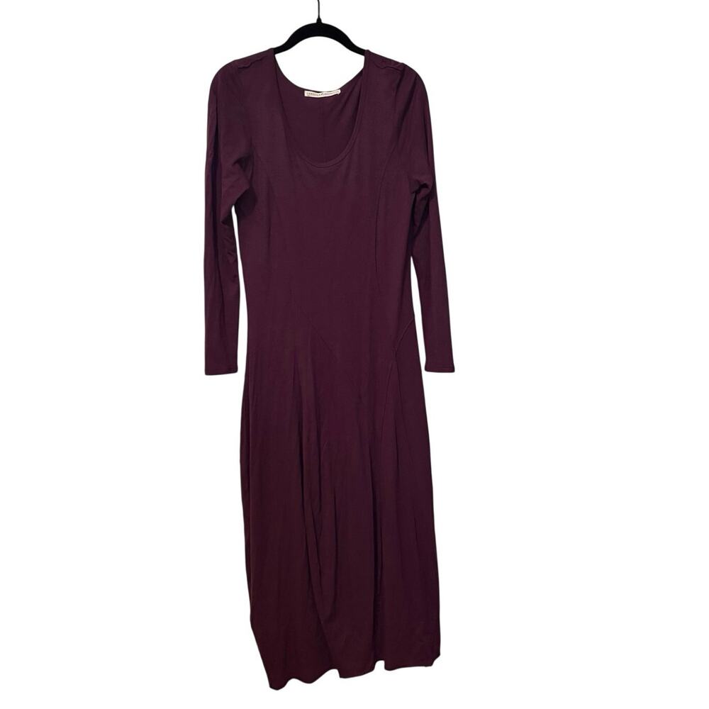 Peruvian Connection Purple Burgundy Long Sleeve Midi Dress Size Medium